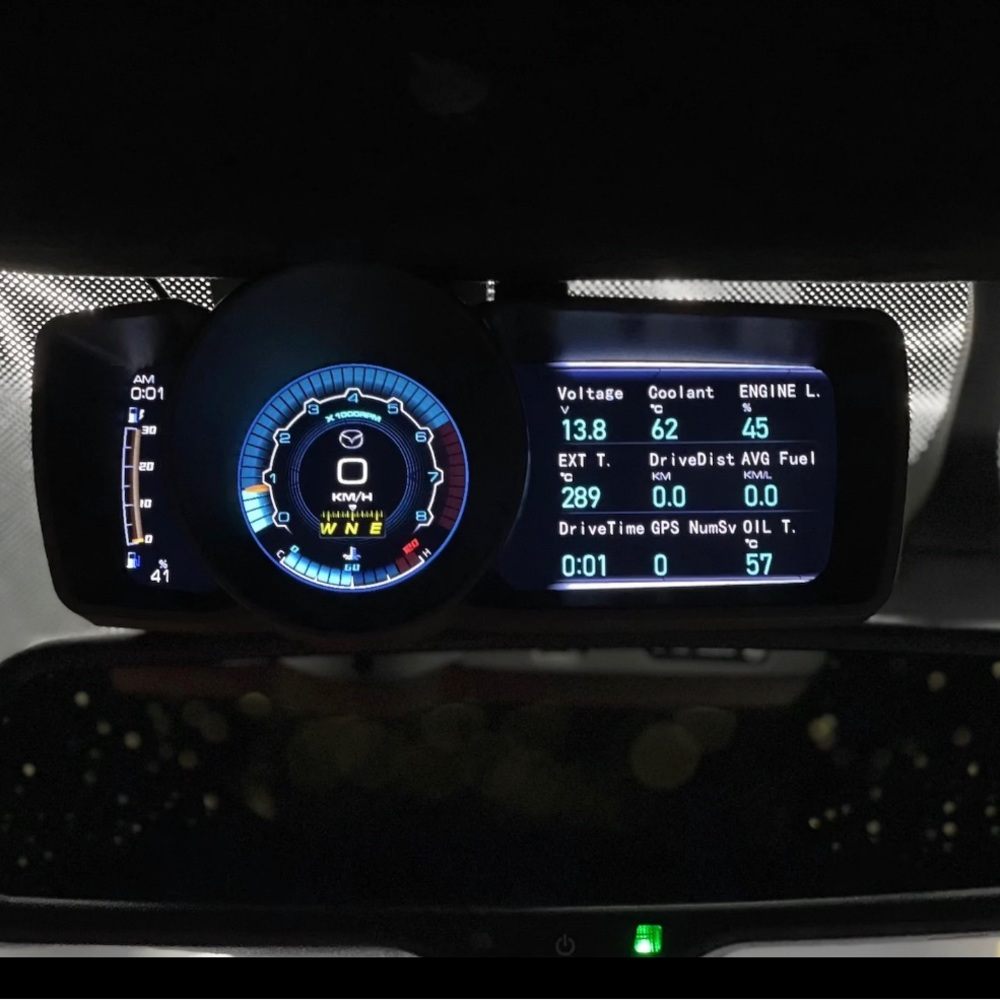 Smart digital LCD Gauge with GPS works with any vehicle with an OBd2